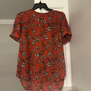 LOFT Floral Rust Red Blouse